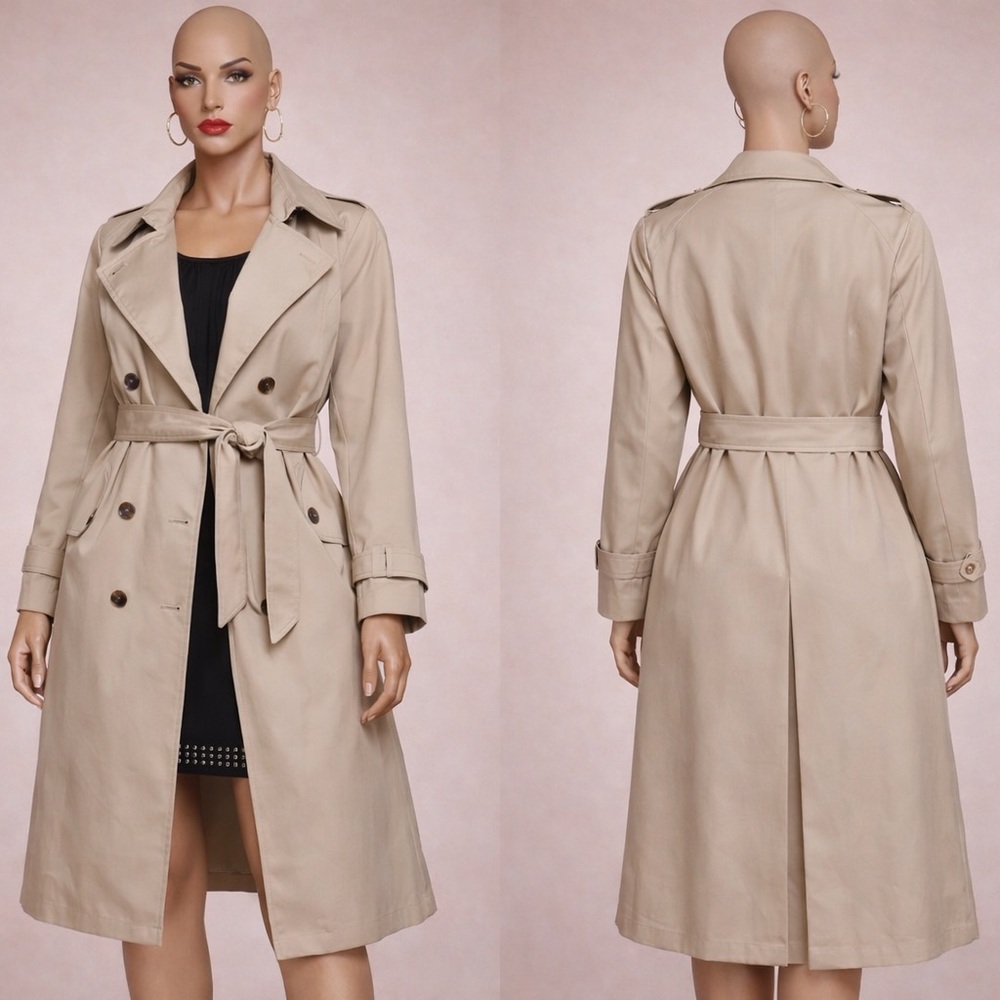 NWT PrettyLittleThing Plus Pale Khaki Oversized Trench Coat Size L (UK 18)